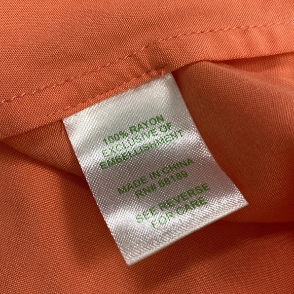 LILLY PULITZER Charlotte Tunic Top Coral Orange Embroidered Elephants Size XS - Picture 6 of 10